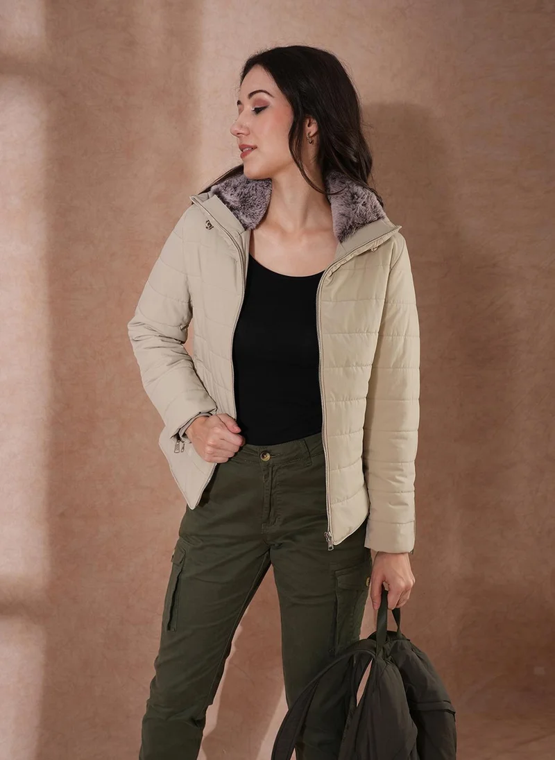 globus Globus Women Hooded Solid Casual Puffer Jacket